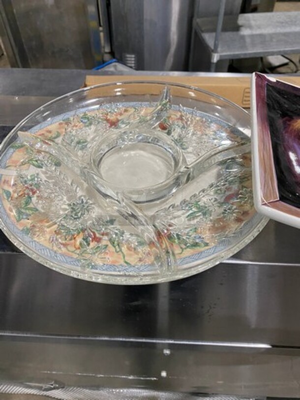 MISCELLANEOUS ITEMS! Square Decorative Plate, Round Decorative Plate, And 5 Section Food Serving Platter! 3x Your Bid! - Image 2 of 5