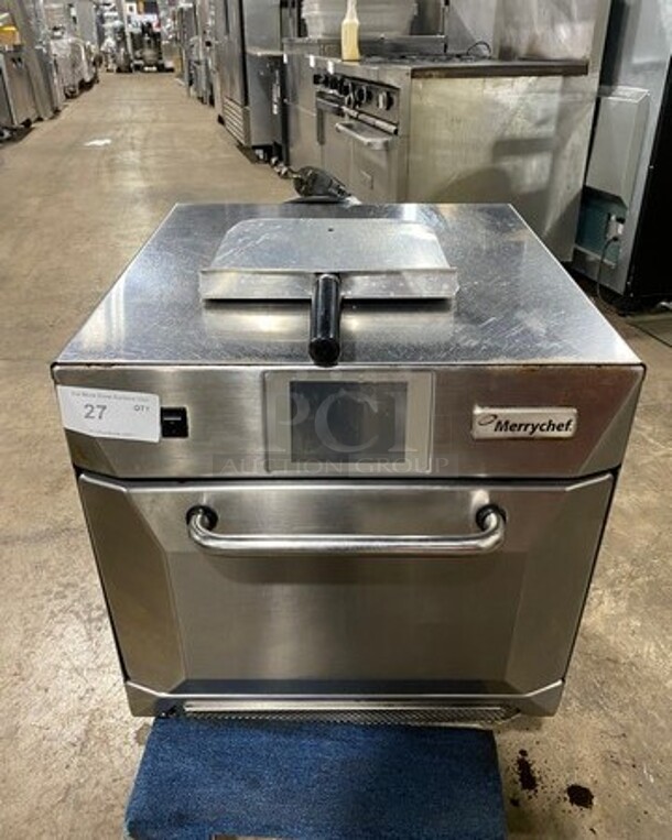 LATE MODEL!  Merrychef Commercial Countertop Rapid Cook Oven! With Digital Touch Controls! With Oven Paddle! All Stainless Steel! Model: EIKONE4 SN: 1209213090484 208/240V! Working When Removed!