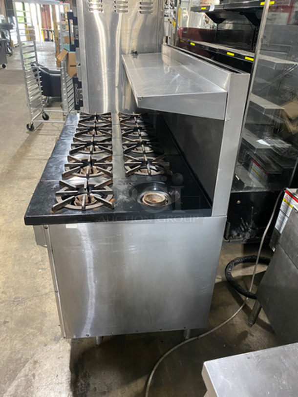 GREAT! Southbend Commercial 10 Burner Stove! With Raised Back Splash And Salamander Shelf! With 2 Full Size Oven Underneath! All Stainless Steel! On Legs! - Image 6 of 7