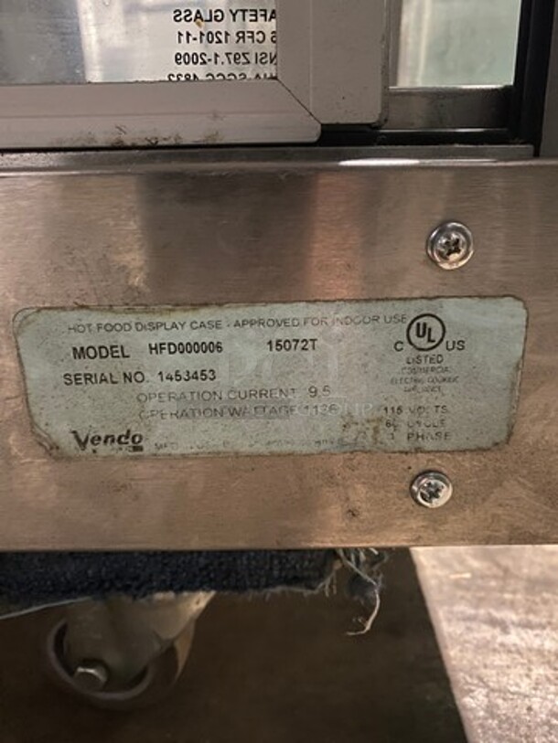 Vendo Commercial Countertop Food Warming Display Case! All Stainless Steel! Model: HFD000006 SN: 1453453 115V 60HZ 1 Phase - Image 8 of 9