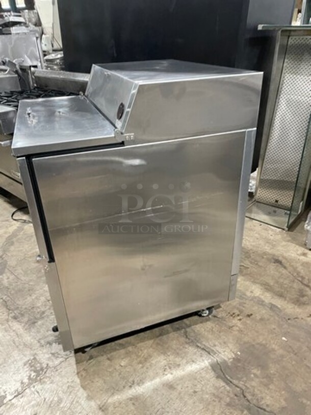 True All Stainless Steel Refrigerated Milk Cooler/Open Showcase! Model TMC34S Serial 14828353! 115V 1 Phase! On Commercial Casters!  - Image 3 of 7