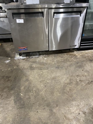 TURBO AIR Undercounter 2 Door Stainless Steel Refrigerator W/ Poly Coated Racks!  On Casters! Model TUR-48SD Serial UR48808053 115V/60Hz/1 Phase 