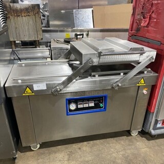 All Stainless Steel Double Chamber Vacuum Sealer packing Machine! On Commercial Casters!