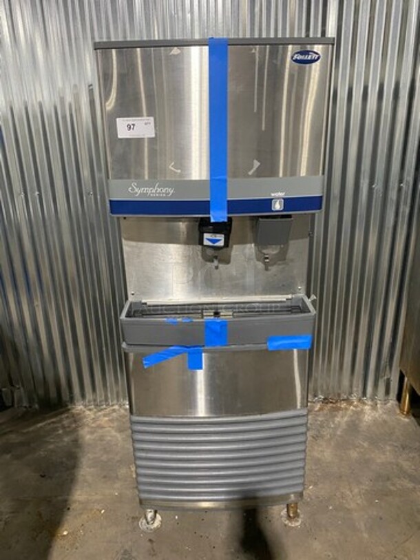 Follett Commercial Ice And Water Dispenser! All Stainless Steel! On Legs! Symphony Series Model: 110FB400A 115V 60HZ 1 Phase