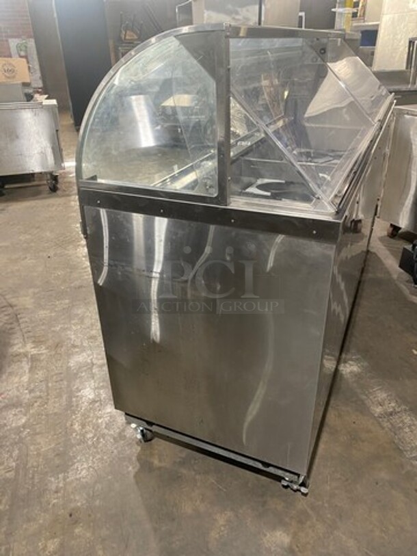 NICE! LATE MODEL! 2017 Nelson Commercial Refrigerated 16 Flavor Ice Cream Dipping Cabinet/ Display Case! With Curved Front Glass! With 2 Flip Open Rear Access Doors! Stainless Steel Body! On Casters! WORKING WHEN REMOVED! Model: 16DIPHVSE SN: N1818106 115V 60HZ 1 Phase - Image 3 of 8