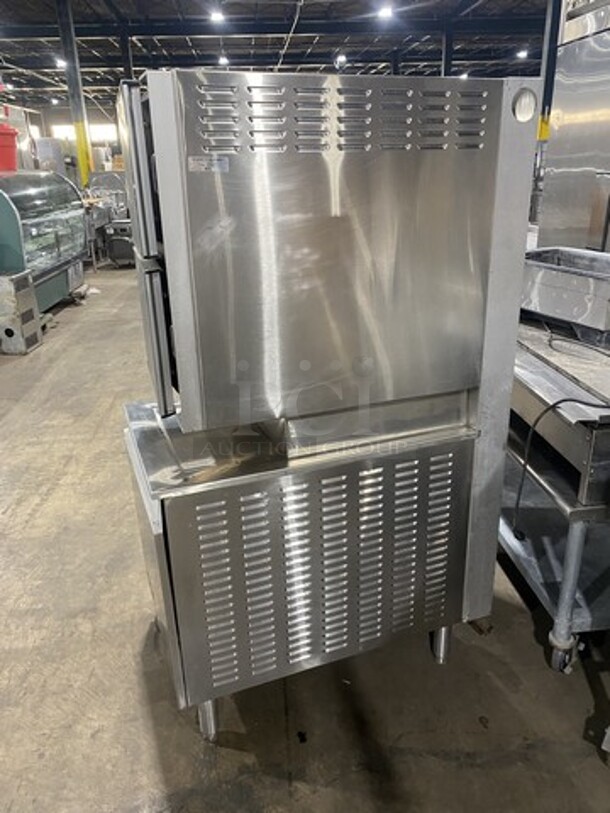 Sweet! Cleveland Natural Gas Powered Dual Cabinet Convection Steamer! All Stainless Steel! Model 6CG11300 Serial I107077-89F-01! ON Legs!  - Image 2 of 9