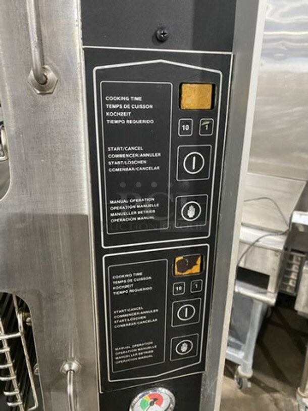 Sweet! Cleveland Natural Gas Powered Dual Cabinet Convection Steamer! All Stainless Steel! Model 6CG11300 Serial I107077-89F-01! ON Legs!  - Image 6 of 9