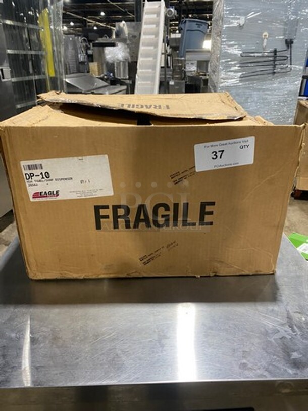 NICE! NEW! IN THE BOX! Eagle Wall Mount Metal Paper Towel Dispenser! With Plastic Liquid Soap Dispenser! Model: DP10 - Image 1 of 5