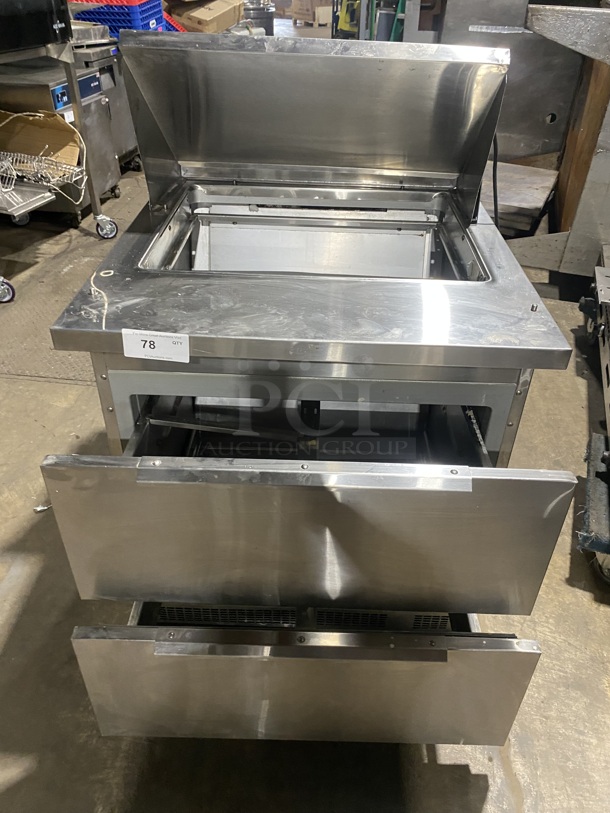 Randell Refrigerated 2 Drawer Bain Marie/Sandwich Prep Table! Model 9412-32D-7M Serial T000053847! 115V 1 Phase! On Casters!  - Image 5 of 9