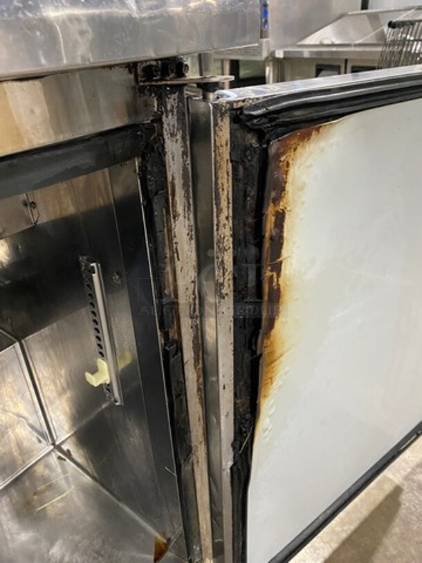 Turbo Air Commercial Refrigerated Sandwich Prep Table! With 2 Door Storage Space Underneath! All Stainless Steel! On Casters! Model: TST48SD 115V 60HZ 1 Phase - Image 9 of 10