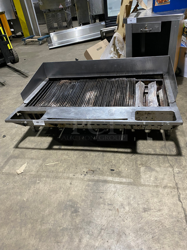 Bakers Pride Commercial Countertop Natural Gas Powered Char Broiler Grill! With Back & Side Splashes! All Stainless Steel! On Small Legs! Model: XX10 SN: 47981