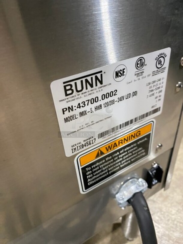 Bunn Commercial Countertop Hot Beverage Dispenser! Model: IMIX5 SN: IMIX045617 120/208/240V 60HZ 1 Phase - Image 5 of 8