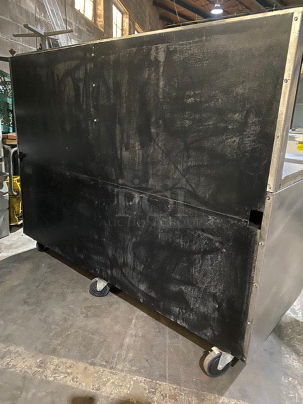 SWEET! Imperial Commercial Natural Gas Powered 6 Burner Stove With Left Side Flat Top Griddle! 2 Full Size Ovens Underneath! With Metal Oven Racks! Left Side Splash And Raised Back Splash! All Stainless Steel! On Casters! - Image 4 of 11