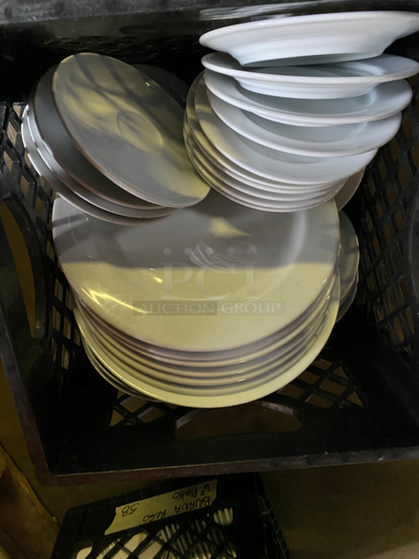 Assorted Size And Style Dishware! Includes Black Poly Crates! 3x Your Bid! - Image 7 of 9