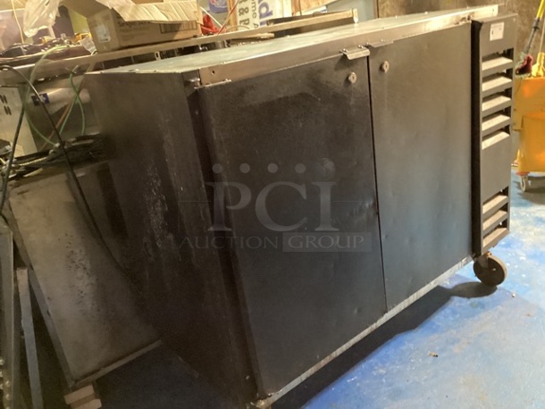 Beverage-Aire, All Purpose Under Bar Chiller. Wire Shelving Included. 
48 x 23 x 40-1/2. 
TESTED AND WORKING 
 - Image 1 of 4