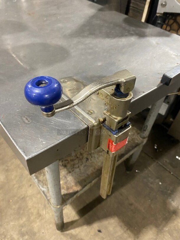 AMAZING! All Stainless Steel Commercial Work/Prep Table! With 6 Food Warming Lamps Underneath! With Can Opener Attachment! With Underneath Storage Space! On Legs! - Image 7 of 9