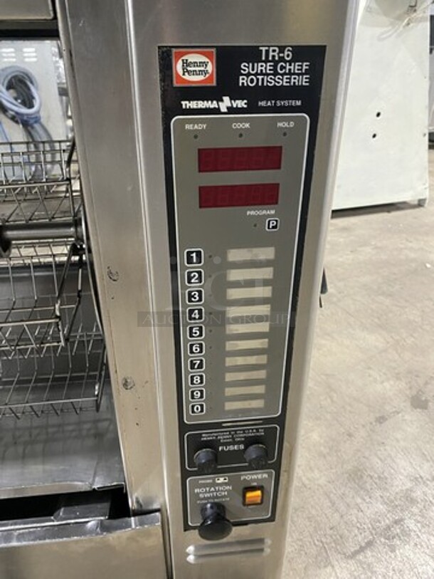 NICE! Henny Penny Electric Powered Counter Top Chicken Rottiserrie Machine! Model TR6! With Baskets! Working When Removed!  - Image 6 of 9