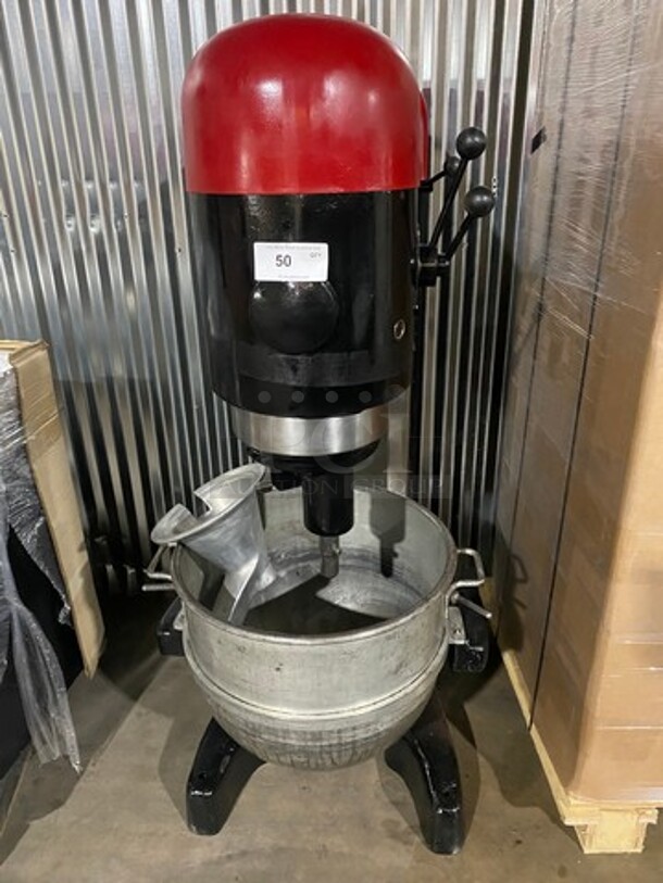 AWESOME! Hobart Commercial Floor Style Planetary Mixer! With Mixing Bowl! With Spiral Hook Attachment! Model: M802 SN: 1873882 208V 60HZ 3 Phase! Working When Removed! 