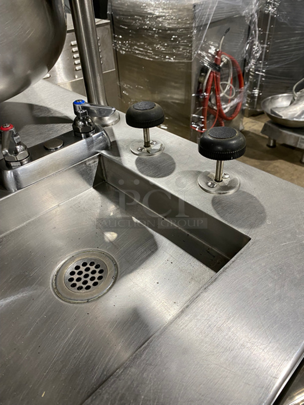 WOW! Cleveland Natural Gas Powered Commercial Double Tilted Kettle Cabinet Assembly! With 2 10 Gallon Kettles! All Stainless Steel! On Legs! Model: 36GMK1010200 SN: 1411230000835 115V 60HZ 1 Phase - Image 7 of 10