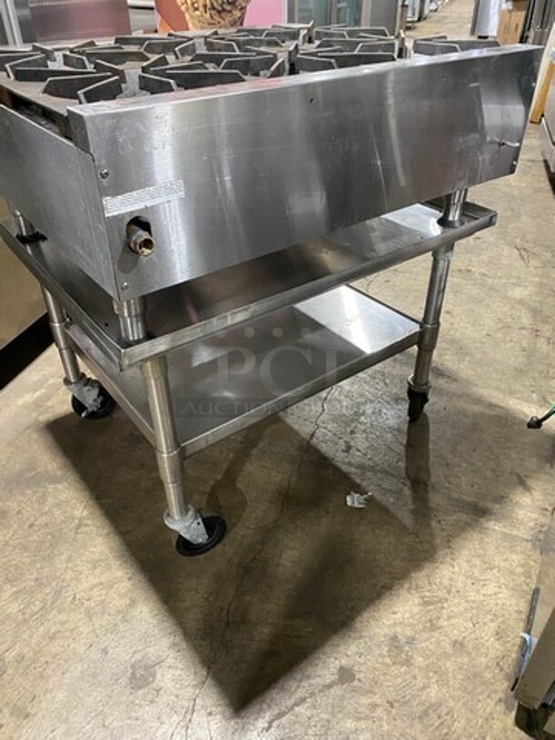 APW Wyott Commercial Countertop Natural Gas Powered 6 Burner Range! On Legs! On Equipment Stand! With Storage Space Underneath! All Stainless Steel! On Casters! - Image 4 of 9