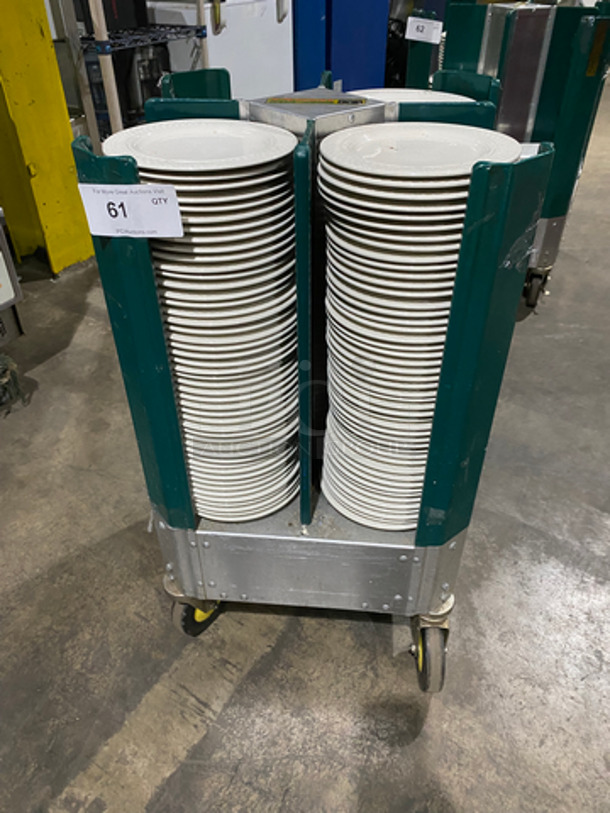 ALL ONE MONEY! Homer Laughlin White Ceramic Plates! Includes Cres Cor Dish Transport Cart! On Casters!