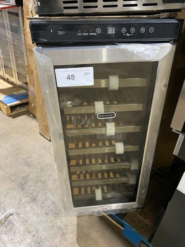 NEW! OUT OF THE BOX! SCRATCH-N-DENT! Whynter Single Door Wine Bottle Cooler/Chiller! With View Through Door! With Wooden Wine Racks! 33 Wine Bottle Capacity! Model: BWR33SD 115V - Image 1 of 7