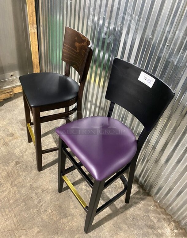 NICE! BRAND NEW!  Square Back Solid Wood Restaurant Bar Stool With vinyl Seats! 2x Your Bid! - Image 10 of 10