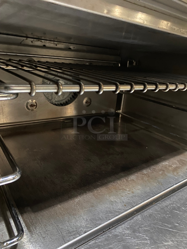 WOW! Jade Range By Blodgett Commercial 4 Burner Stove! With Left Side Flat Top! With Backsplash! With Under neath CONVECTION Oven Underneath! Metal Oven Rack! All Stainless Steel! - Image 9 of 12