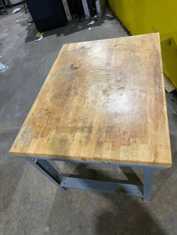 Commercial Butcher Block Table! Stainless Steel Body! On Legs! - Image 6 of 7