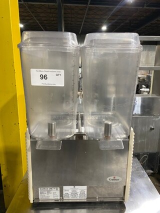 2016 Crathco Commercial Countertop Dual Hopper Beverage Dispenser! With Poly Drip Tray! Clear Poly Jugs! Stainless Steel Body! Model: D254 SN: T337484 115V