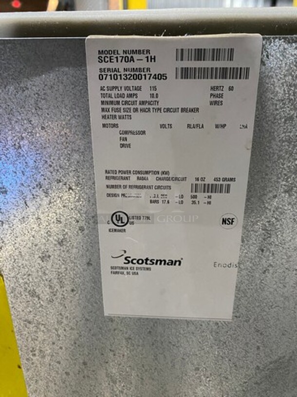 Scotsman Commercial Undercounter Ice Maker Machine! On Legs! Model: SCE170A1H SN: 07101320017405 115V 60HZ 1 Phase - Image 10 of 10