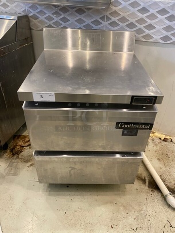 Continental Commercial 2 Drawer Lowboy/Worktop Freezer! With Back Splash! All Stainless Steel! WORKING WHEN REMOVED! Model: SWF27BS SN: 15865654 115V 60HZ 1 Phase