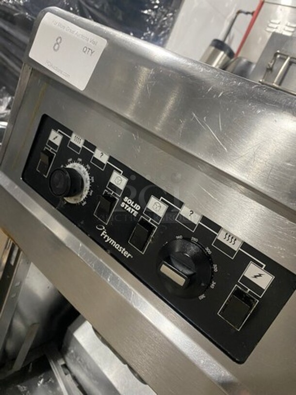Frymaster Commercial Electric Powered Split Bay Deep Fat Fryer! With Metal Frying Baskets! With Side Splashes! All Stainless Steel! On Casters! Model: RE1142SE SN: 1508NA0057 208V 60HZ 3 Phase - Image 9 of 11