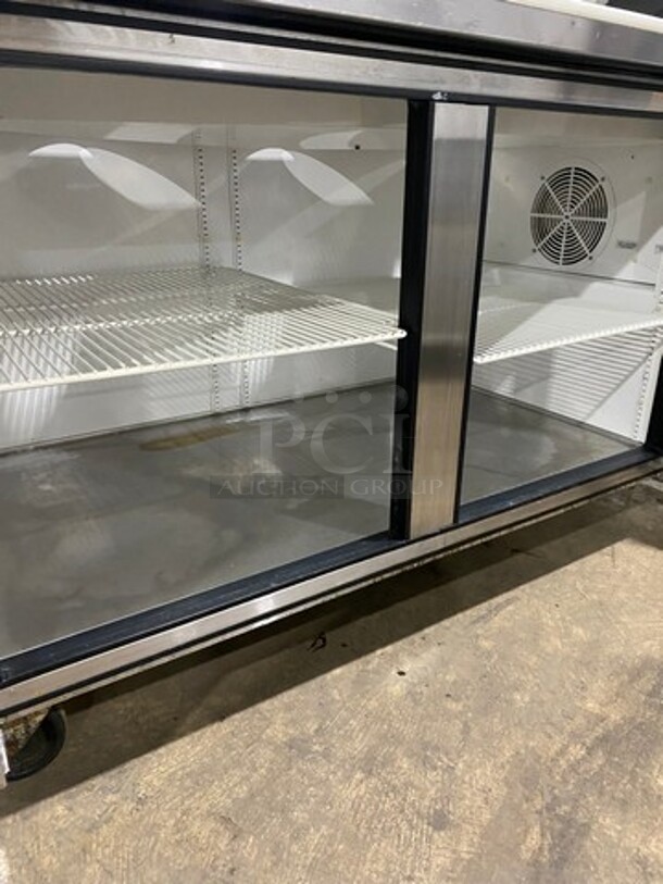 True Commercial Refrigerated Pizza Prep Table! With Commercial Cutting Board! With 2 Door Storage Space Underneath! Poly Coated Racks! All Stainless Steel! On Casters! Model: TPP67 SN: 7985756 115V 60HZ 1 Phase - Image 6 of 12