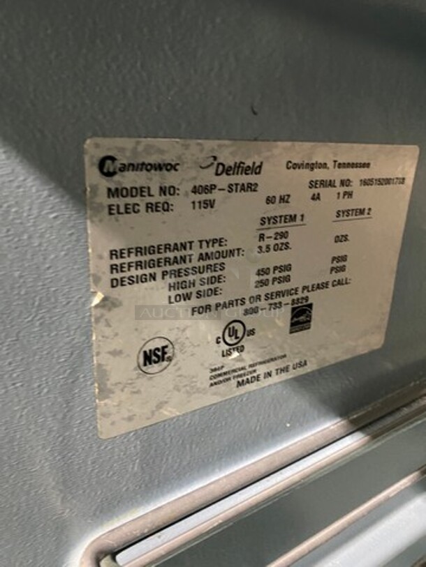 Delfield Commercial Single Door Lowboy/Worktop Cooler! All Stainless Steel! WORKING WHEN REMOVED! Model: 406PDSTAR2 SN: 1605152001768 115V 60HZ 1 Phase - Image 6 of 7
