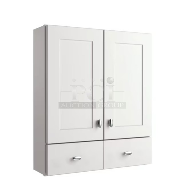NEW IN THE BOX! Diamond FreshFit 20RVWC25 Palencia White Bathroom Wall Cabinet 25-in W x 8.25-in D x 29-in H . 3x Your Bid