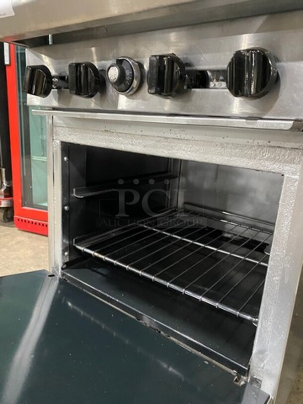 American Range Commercial Natural Gas Powered 4 Burner Stove! With Raised Back Splash! With Oven Underneath! All Stainless Steel! On Legs! - Image 7 of 10