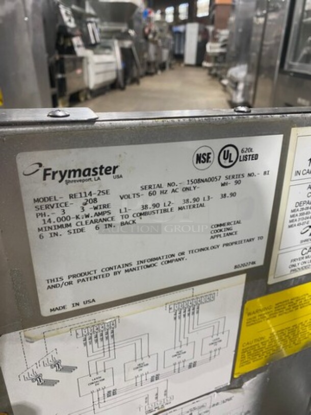 Frymaster Commercial Electric Powered Split Bay Deep Fat Fryer! With Metal Frying Baskets! All Stainless Steel! On Casters! Model: RE1142SE SN: 1508NA0057 208V 60HZ 3 Phase - Image 10 of 11