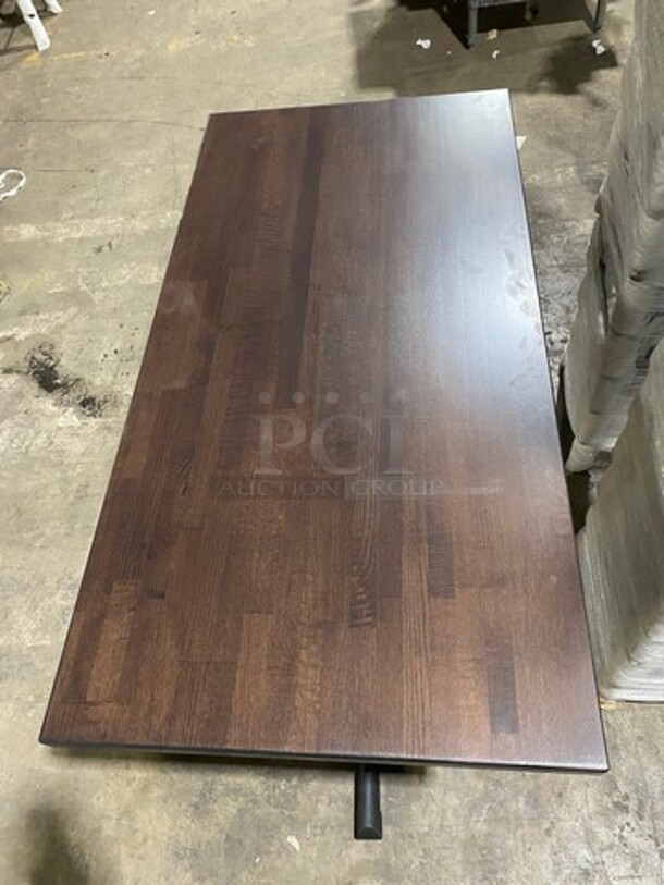 Brand New! Red Oak 30 By 60 1.5" Thick Dining Table! Walnut Finish! On Metal Legs!  - Image 5 of 10