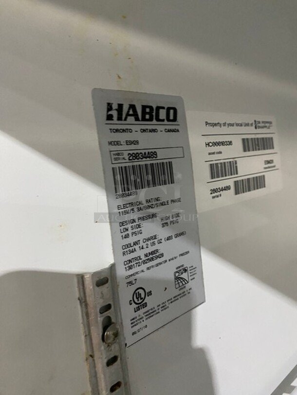 Nice! Habco One Door Glass Reach In Cooler Merchandiser with PolyRacks! Model ESM28 Serial 28036056! 115V 1 Phase! - Image 6 of 7