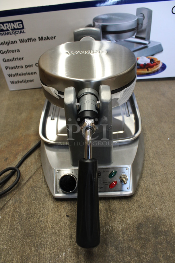 2 BRAND NEW IN BOX! Waring Model WW150IS Stainless Steel Commercial Countertop Belgian Waffle Makers. 10x19x9. 2 Times Your Bid!