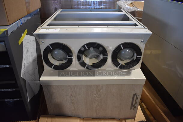 BRAND NEW IN CRATE! Royston Metal Soda Station w/ 3 Cup Dispensers and 2 Doors. 24x30x27