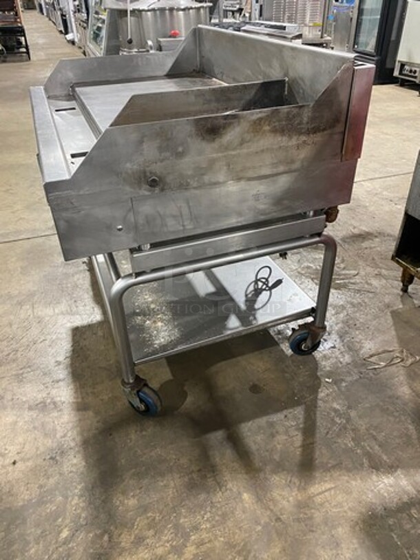 Woodstone Commercial Natural Gas Powered Flat Griddle! With Split Top! With Back & Side Splashes! On Equipment Stand! With Storage Space Underneath! All Stainless Steel! On Casters! - Image 3 of 12
