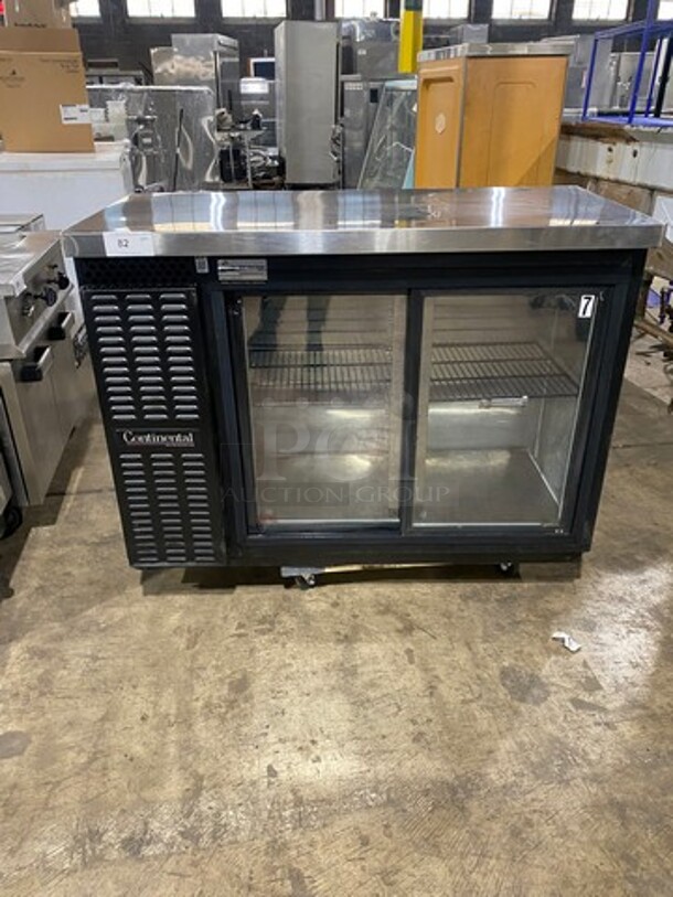Continental Commercial 2 Sliding Door Back Bar Cooler! With View Through Doors! With Metal Rack! Model: BBC50SSGD SN: 1496367 115V 60HZ 1 Phase