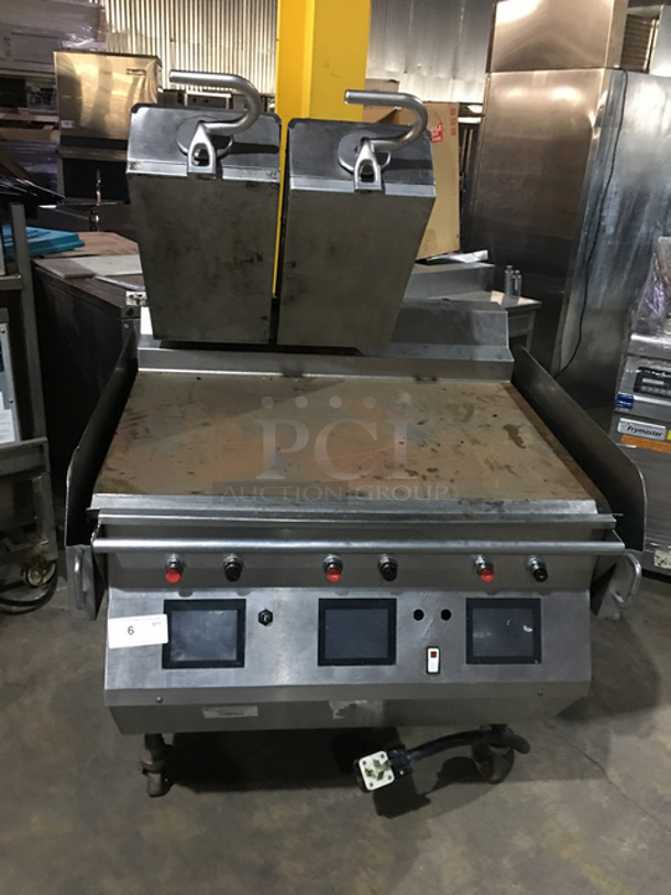 WOW! 2013 Taylor Natural Gas Powered Planten 2-Sided Grill! With Back And Side Splashes! All Stainless Steel! On Casters! Model: L812-23 SN: M3015121 208V 1 Phase
