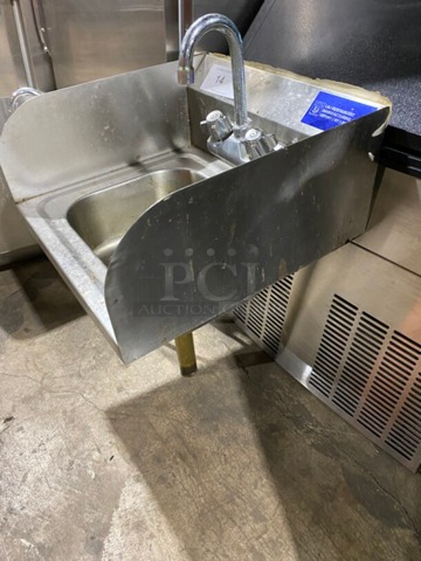 L & J Commercial Hand Sink! With Back And Side Splashes! With Faucet And Handles! All Stainless Steel! - Image 2 of 7