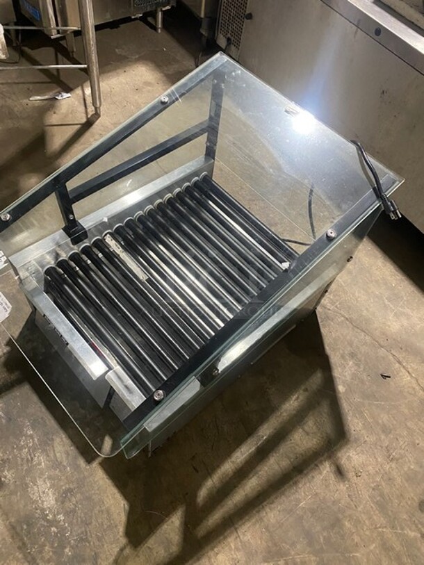 Star Stainless Steel Commercial Countertop Hot Dog Roller w/ Sneeze Guard and Bun Drawer! MODEL 45STBDE  120V 1PH - Image 10 of 10