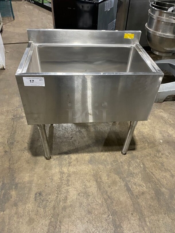 Commercial Undercounter Ice Bin! With Back Splash! Solid Stainless Steel! On Legs!