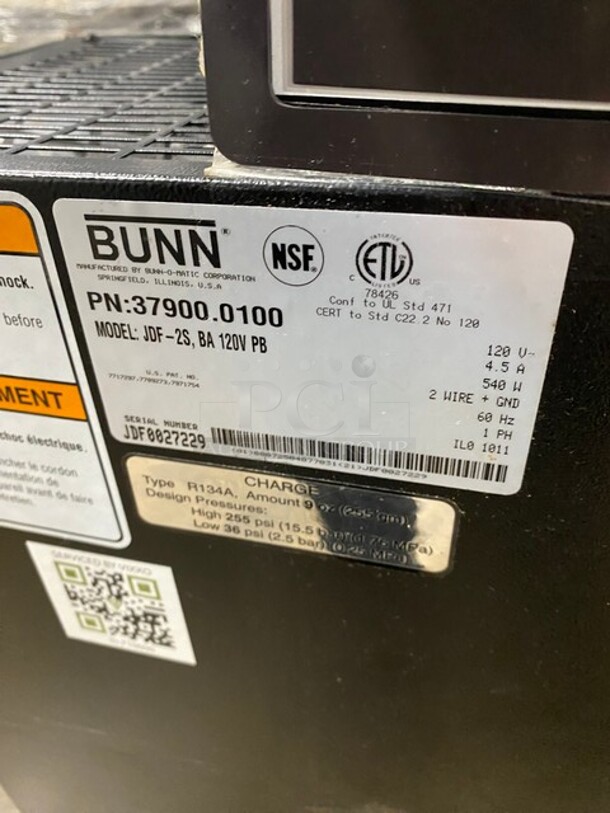 NICE! Bunn Commercial Countertop Drink Dispenser! On Small Legs! MODEL JDF2S SN:JDF0027229 120V 1PH - Image 5 of 8