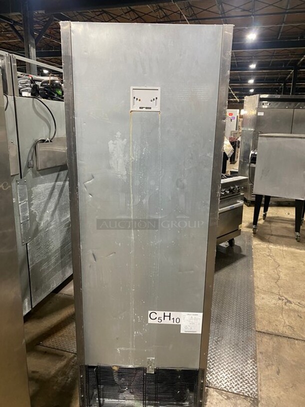 2019 Bison Commercial Single Door Reach In Cooler! Poly Coated Racks! All Stainless Steel! With Casters! Working When Removed! MODEL BRR21 SN: BRR2100319122100K80010 115V 1PH  - Image 3 of 10